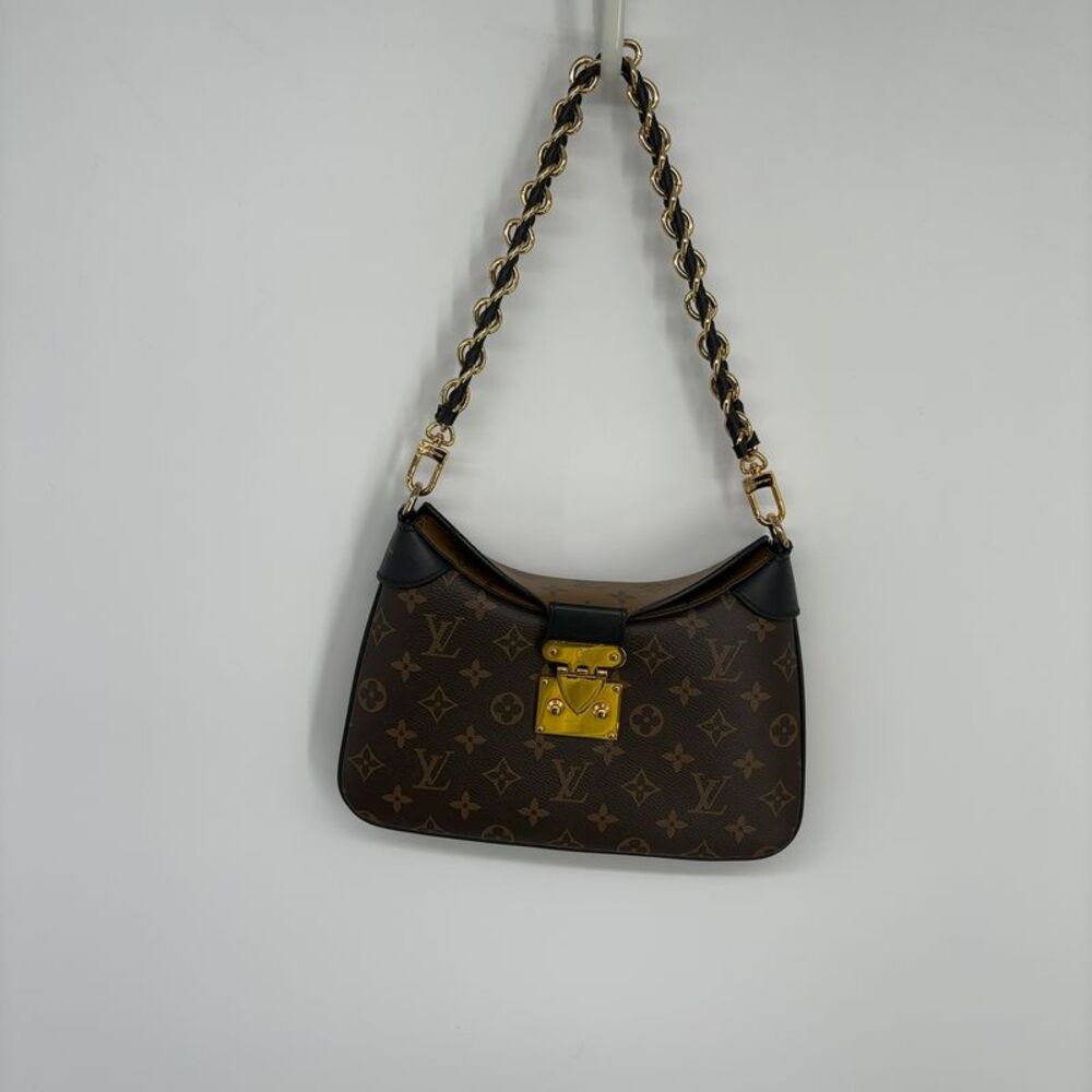 Louis Vuitton Canvas Shoulder Bag with Gold Hardware